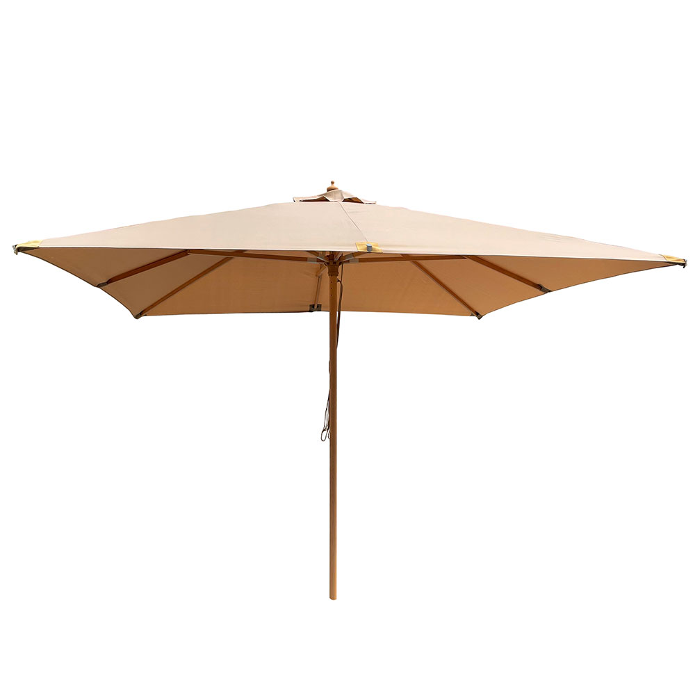 Hoffmann Cannes Olefin Parasol - Bøg - 3x3 m. Cappuccino