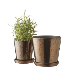 Bitz Urtepotteskjuler Med Underskl - 14 cm. - Sort/Bronze