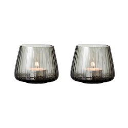 Bitz Kusintha Glas Fyrfadsstager - 2 stk - Smoke Grey