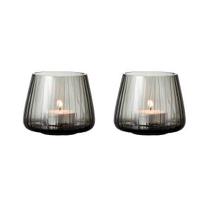 Bitz Kusintha Glas Fyrfadsstager - 2 stk - Smoke Grey