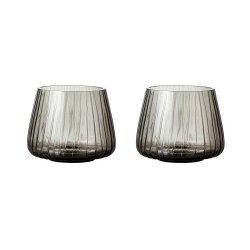 Bitz Kusintha Glas Fyrfadsstager - 2 stk - Smoke Grey