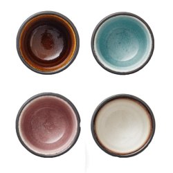 Bitz �ggeb�gre  - 4 stk. - Sort m. Lysebl�/Lyser�d/Creme/Amber