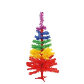 Kunstigt Juletr m. Metalfod 150 cm. - Regnbue