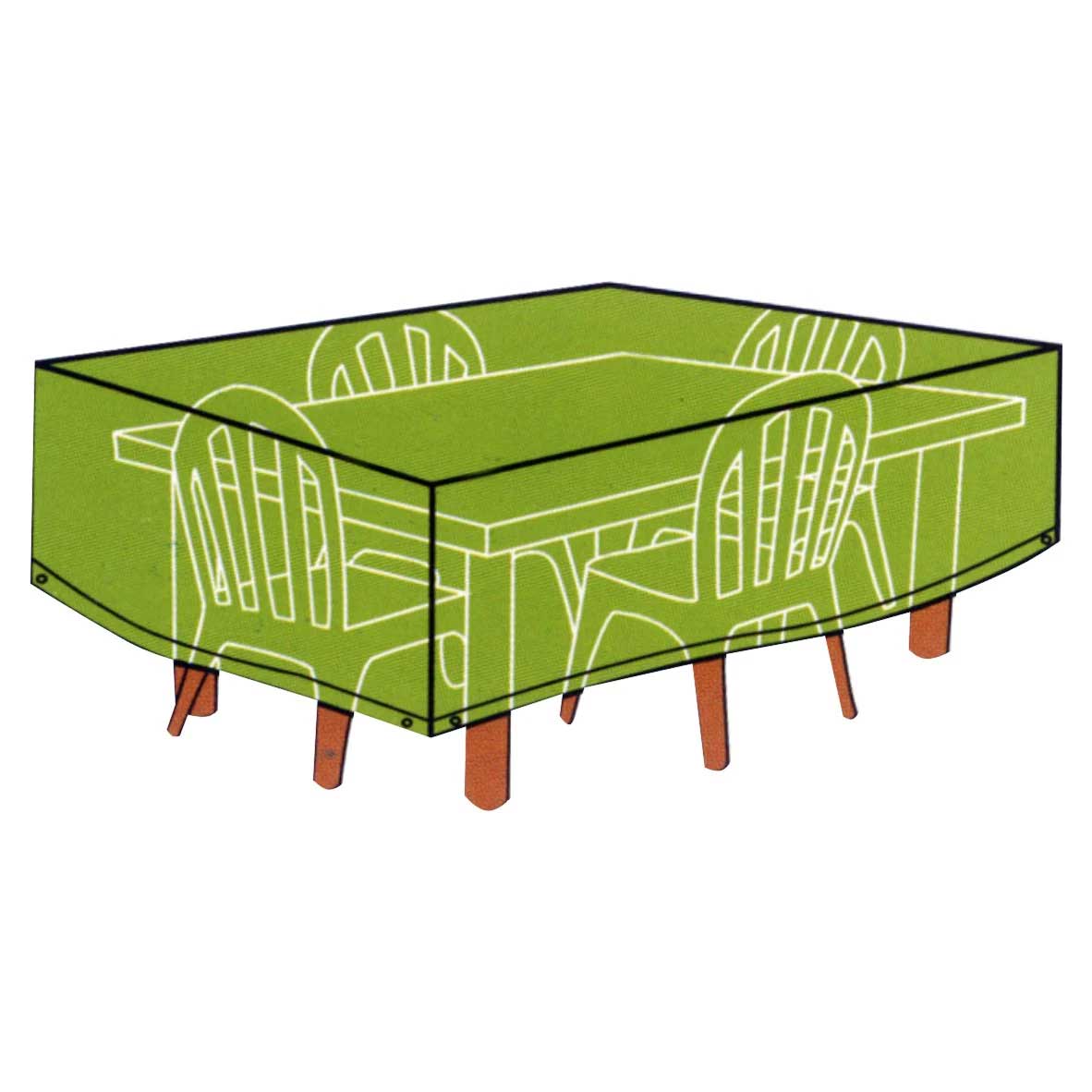 Overtræk Til Stort Firkantet Bord m. Stole - 215x170x105 cm. - Grå