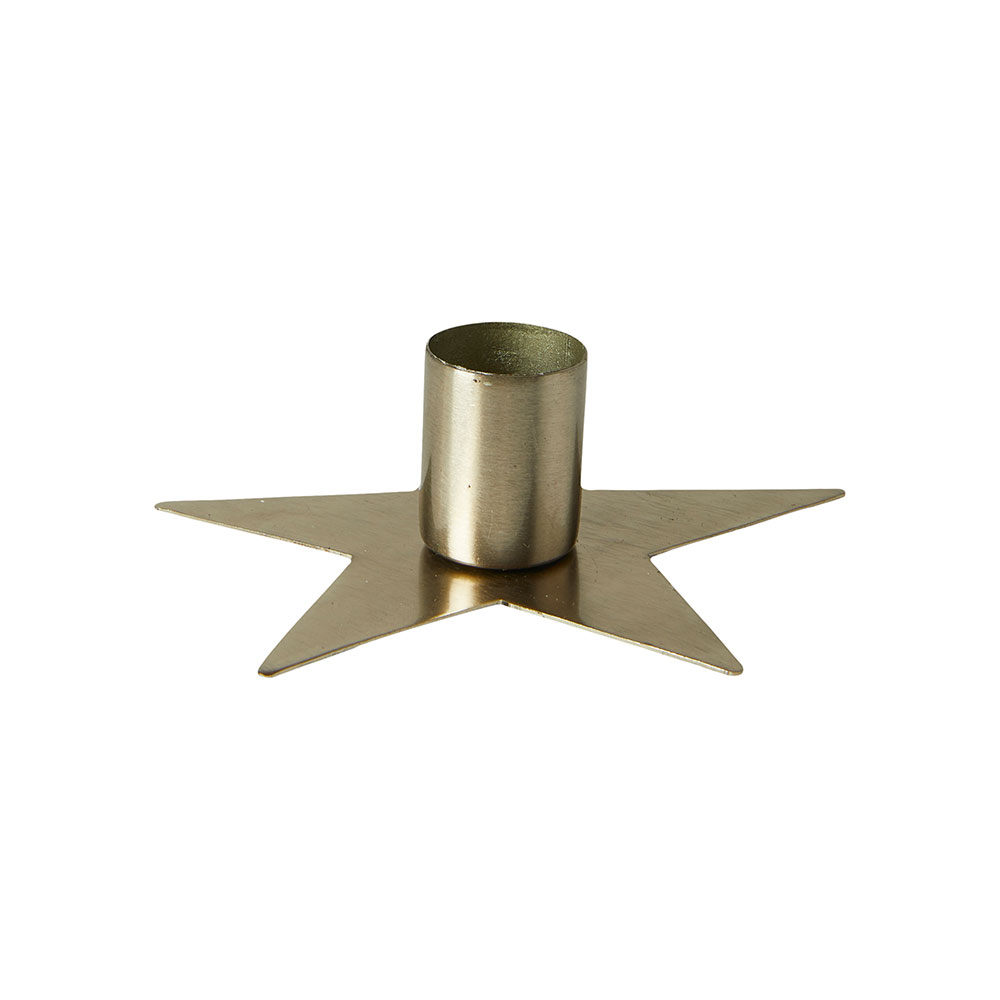 Lysestage Stjerneform - Ø10 cm. - Metal Nikkel