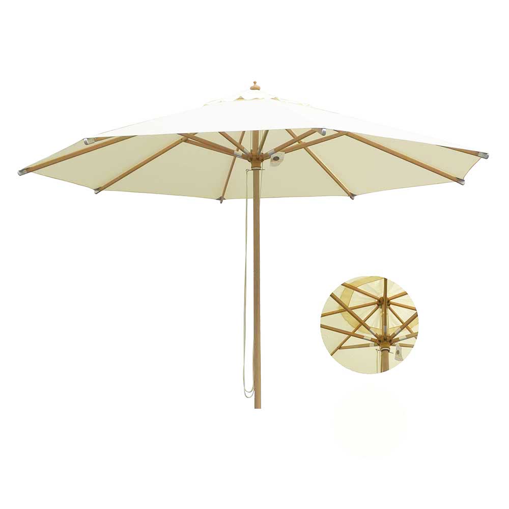 Hoffmann Cannes Olefin Parasol - Bøg - Ø3,5 m. Hvid