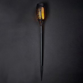 Solcelle Fakkel Med Spyd - 51 cm. - Sort Plast