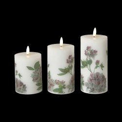 Dacore LED Bloklys 7,5 cm. - 3 stk + Fjernbetjening - Hortensia