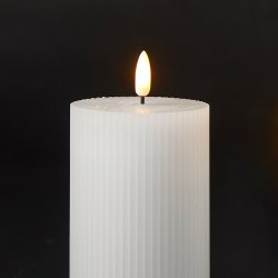 Dacore LED Bloklys m. Riller 7,5 cm. - 3 stk + Fjernbetjening - Hvid