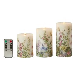 Dacore LED Bloklys 7,5 cm. - 3 stk + Fjernbetjening - Flora