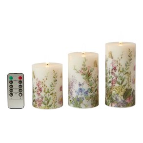 Dacore LED Bloklys 7,5 cm. - 3 stk + Fjernbetjening - Flora