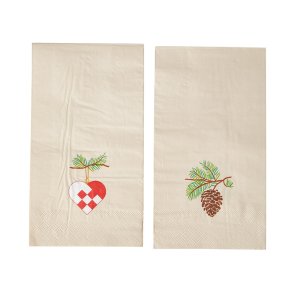 Papirserviet Jul - Hjerte og Kogle - 20 stk.