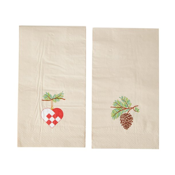 Papirserviet Jul - Hjerte og Kogle - 20 stk.