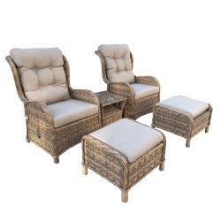 Fan� Lounges�t - Loungestole m. skamler + Bord - Cappuccino