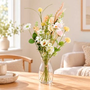 Kunstig Blomsterbuket Vild Flora - Hvid/Rosa
