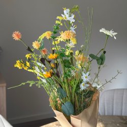 Kunstig Blomsterbuket Vild Flora - Hvid/Gul