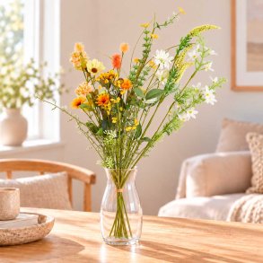 Kunstig Blomsterbuket Vild Flora - Hvid/Gul