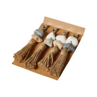 Dugklemmer Med Jutesnor Og Sten - 4 Stk