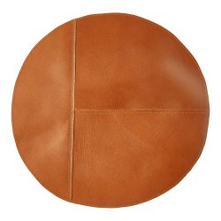 D�kkeserviet Rund B�ffel L�der - Bl�d - Cognac
