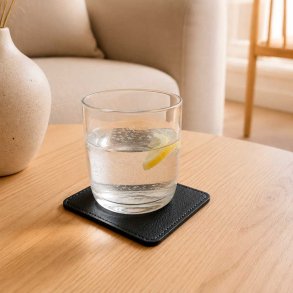 Glasbrikker Firkantet B�ffel L�der - 4 stk. - Sort