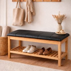 B�nkhynde B�ffel L�der 90 x 35 cm. - Sort