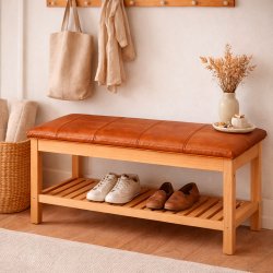 B�nkhynde B�ffel L�der 90 x 35 cm. - Cognac