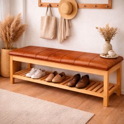 B�nkhynde B�ffel L�der 120 x 35 cm. - Cognac