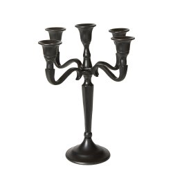 Lysestage Med 5 Arme - 27 cm - Sort