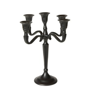 Lysestage Med 5 Arme - 27 cm - Sort