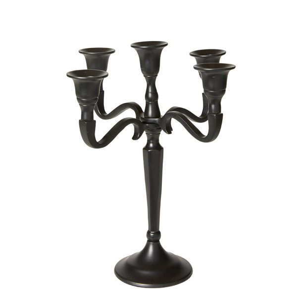 Lysestage Med 5 Arme - 27 cm - Sort