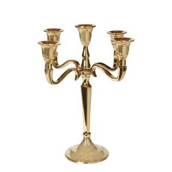 Lysestage Med 5 Arme - 27 cm - Guld