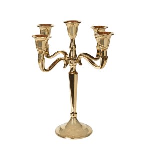 Lysestage Med 5 Arme - 27 cm - Guld