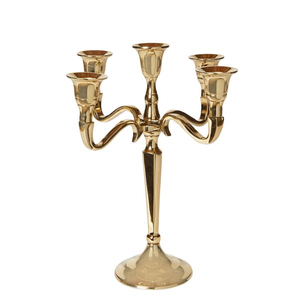 Lysestage Med 5 Arme - 27 cm - Guld