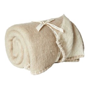 Uldplaid - 125 x 150 cm. - Beige/Natur