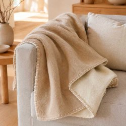 Uldplaid - 125 x 150 cm. - Beige/Natur