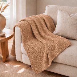 Plaid Perlestrik 125 x 150 cm. - Beige