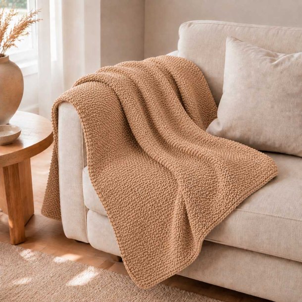 Plaid Perlestrik 125 x 150 cm. - Beige