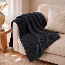 Plaid Perlestrik 125 x 150 cm. - Navy