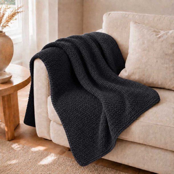 Plaid Perlestrik 125 x 150 cm. - Navy