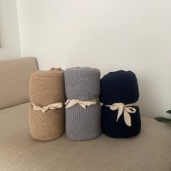 Plaid Perlestrik 125 x 150 cm. - Beige