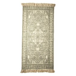 Gulvtppe Vintage m. Frynser - Mrk Gr