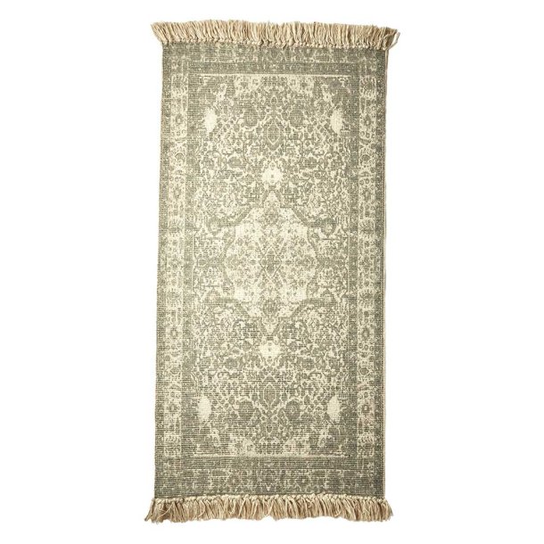 Gulvtppe Vintage m. Frynser - Mrk Gr