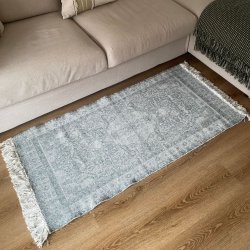 Gulvtppe Vintage m. Frynser - Mrk Gr