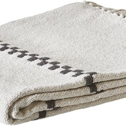 Dacore Plaid Bomuld 125 x 150 cm. - Grafisk Strib Hvid/Gr