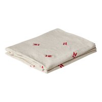 Bomuld Dug - Natur m. Broderede Flag