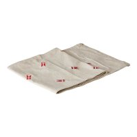 Bomuld Bordlber - Natur m. Broderede Flag - 30 x 180 cm.