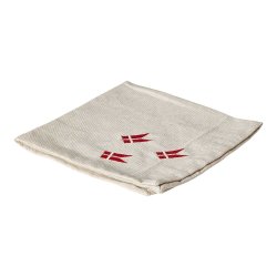 Bomuld Mundserviet - Natur m. Broderede Flag - 4 stk.
