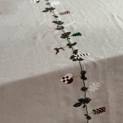 Bomuld Juledug - Natur m. Julemnster