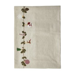 Bomuld Juledug - Natur m. Julemnster