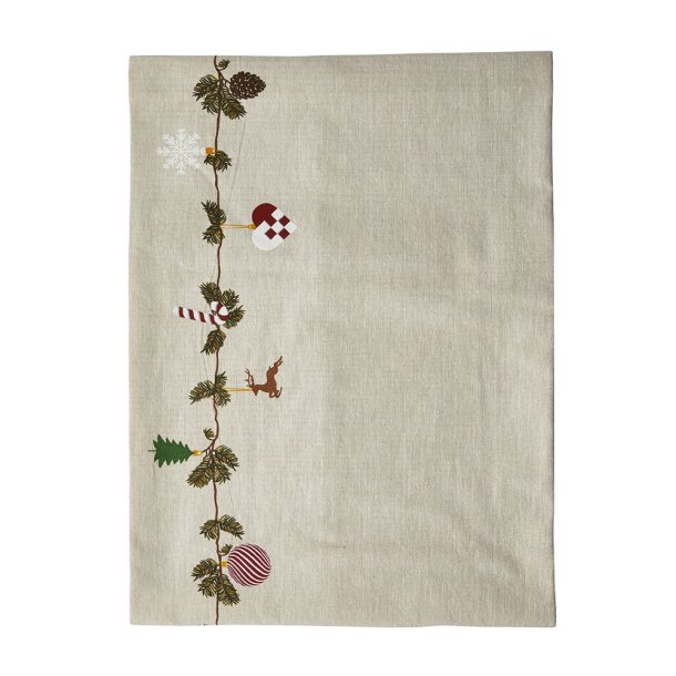 Bomuld Juledug - Natur m. Julemnster